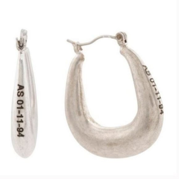 AllSaints Silver Kyda Logo Hoops - Picture 1 of 6